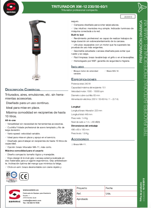 Imagen de Triturador Sammic XM-12