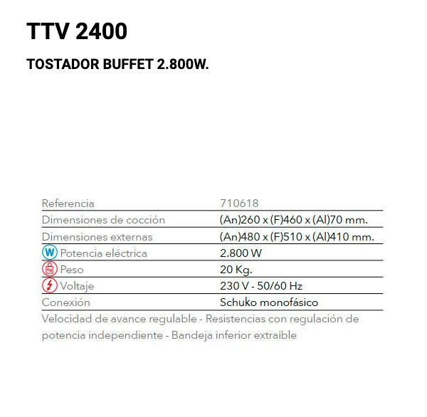 Imagen de Tostadora de buffet  FM TTV 4000