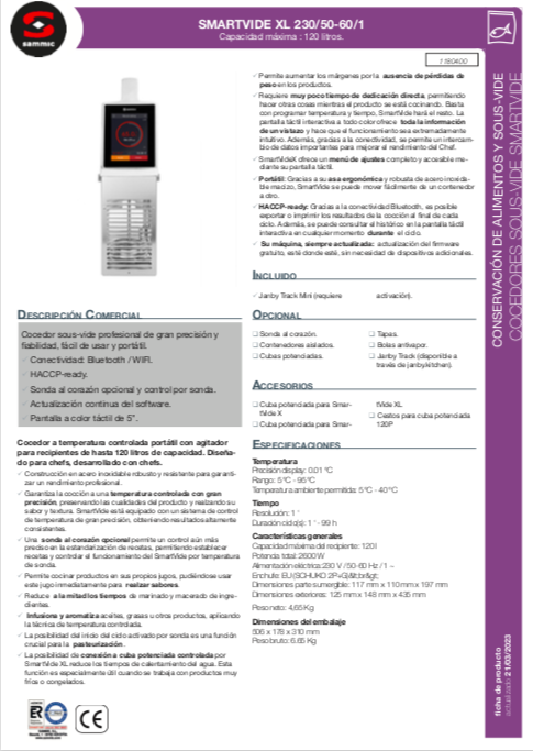 Imagen de Cocedor Sous-Vide Sammic SmartVide XL