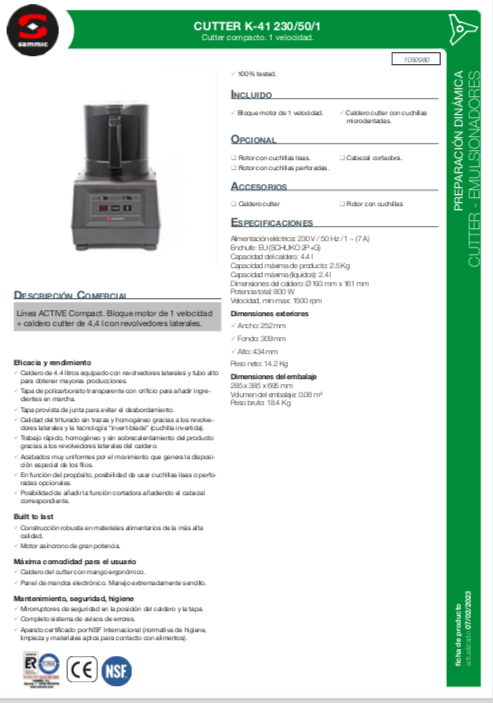 Imagen de Cutter Sammic K-41