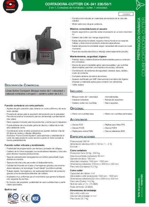 Imagen de Combi cortadora-cutter Sammic CK-241