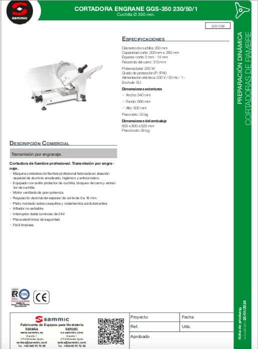 Imagen de Cortadora de Engranaje Sammic GGS-350