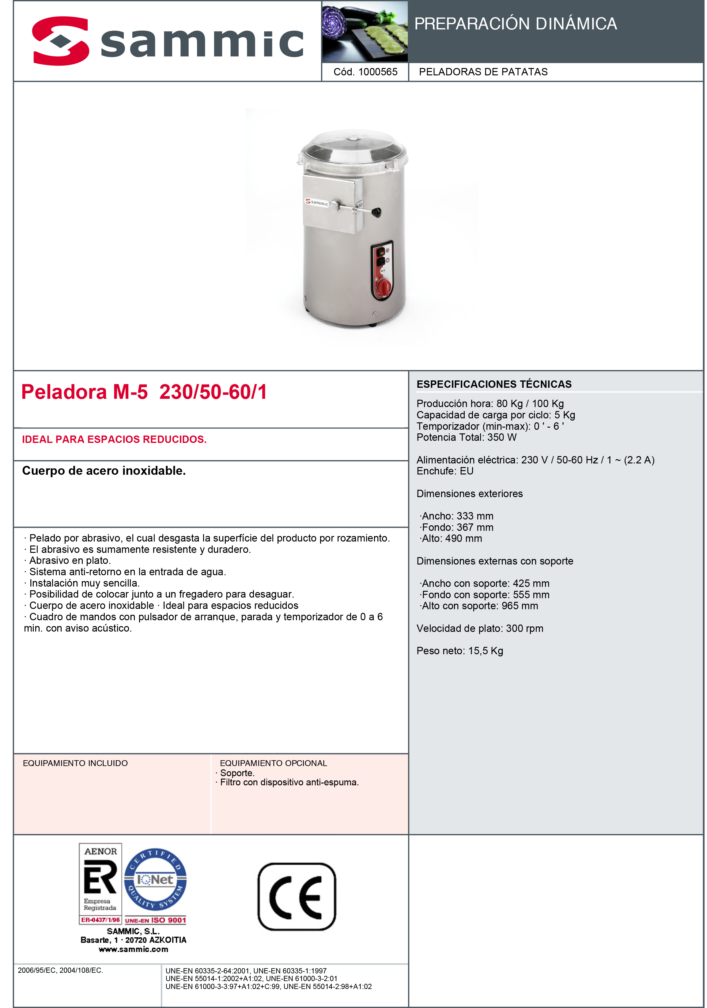 Imagen de Peladora de patatas Sammic M-5